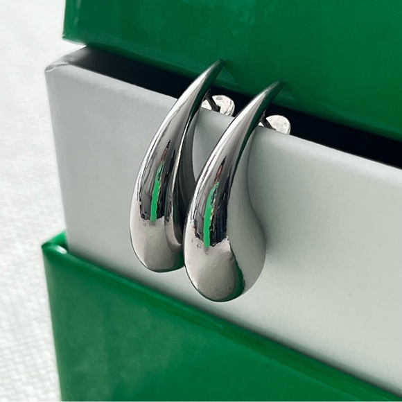 Silver Organic Drop Earrings - Picture 1 of 6